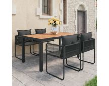 vidaXL 5 Piece Garden Dining Set PVC Rattan Black and Brown