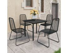 vidaXL 5 Piece Garden Dining Set PVC Rattan Black