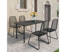 vidaXL 5 Piece Garden Dining Set PVC Rattan Black