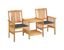 vidaXL Garden Chairs with Tea Table and Cushions Solid Acacia Wood