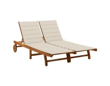 vidaXL 2-Person Garden Sun Lounger with Cushions Solid Acacia Wood