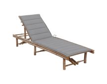 vidaXL Garden Sun Lounger with Cushion Bamboo