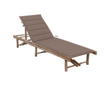 vidaXL Garden Sun Lounger with Cushion Bamboo