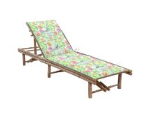 vidaXL Garden Sun Lounger with Cushion Bamboo