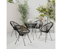 vidaXL 5 Piece Outdoor Dining Set PVC Rattan Black