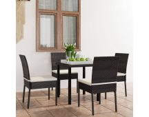 vidaXL 5 Piece Garden Dining Set Poly Rattan Black