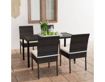 vidaXL 5 Piece Garden Dining Set Poly Rattan Black