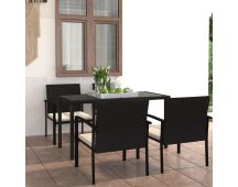 vidaXL 5 Piece Garden Dining Set Poly Rattan Black