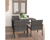 vidaXL 5 Piece Garden Dining Set Poly Rattan Grey