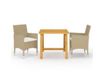 vidaXL 3 Piece Garden Dining Set Beige