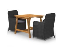 vidaXL 3 Piece Garden Dining Set Black