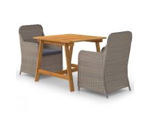 vidaXL 3 Piece Garden Dining Set Brown