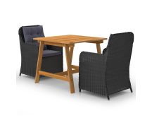 vidaXL 3 Piece Garden Dining Set Black