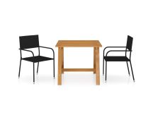 vidaXL 3 Piece Garden Dining Set Black