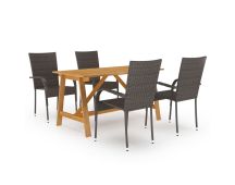 vidaXL 5 Piece Garden Dining Set Brown