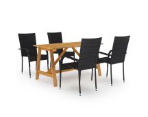 vidaXL 5 Piece Garden Dining Set Black