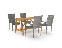 vidaXL 5 Piece Garden Dining Set Grey