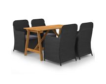 vidaXL 5 Piece Garden Dining Set Black