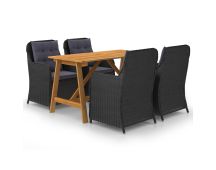 vidaXL 5 Piece Garden Dining Set Black