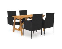 vidaXL 5 Piece Garden Dining Set Black