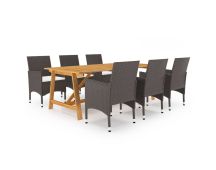 vidaXL 7 Piece Garden Dining Set Brown