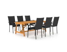 vidaXL 7 Piece Garden Dining Set Black