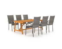 vidaXL 7 Piece Garden Dining Set Grey