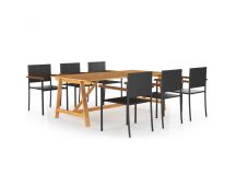 vidaXL 7 Piece Garden Dining Set Black