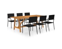 vidaXL 7 Piece Garden Dining Set Black