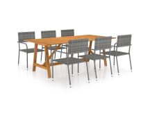 vidaXL 7 Piece Garden Dining Set Grey