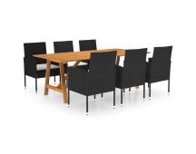 vidaXL 7 Piece Garden Dining Set Black