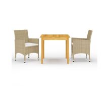 vidaXL 3 Piece Garden Dining Set Beige