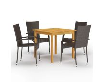 vidaXL 5 Piece Garden Dining Set Brown