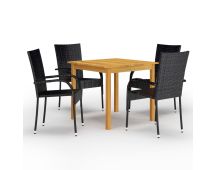 vidaXL 5 Piece Garden Dining Set Black