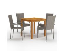 vidaXL 5 Piece Garden Dining Set Grey