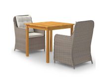 vidaXL 3 Piece Garden Dining Set Brown