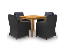 vidaXL 5 Piece Garden Dining Set Black