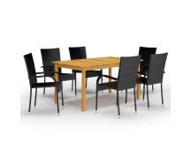 vidaXL 7 Piece Garden Dining Set Black