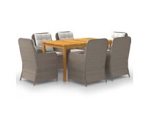 vidaXL 7 Piece Garden Dining Set Brown