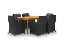 vidaXL 7 Piece Garden Dining Set Black