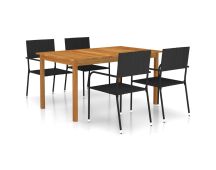 vidaXL 5 Piece Garden Dining Set Black