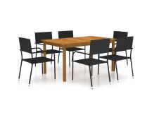 vidaXL 7 Piece Garden Dining Set Black