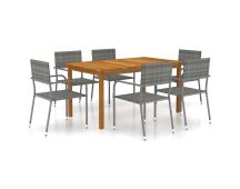 vidaXL 7 Piece Garden Dining Set Grey