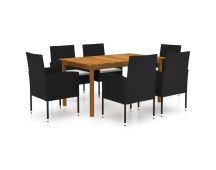 vidaXL 7 Piece Garden Dining Set Black