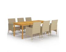 vidaXL 7 Piece Garden Dining Set Beige