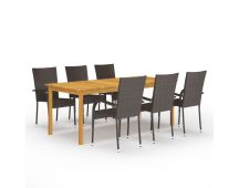 vidaXL 7 Piece Garden Dining Set Brown