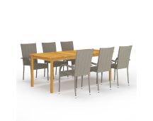 vidaXL 7 Piece Garden Dining Set Grey