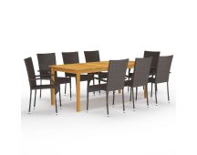 vidaXL 9 Piece Garden Dining Set Brown