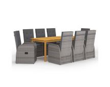 vidaXL 9 Piece Garden Dining Set Grey