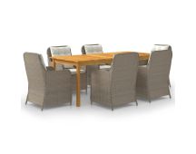 vidaXL 7 Piece Garden Dining Set Brown